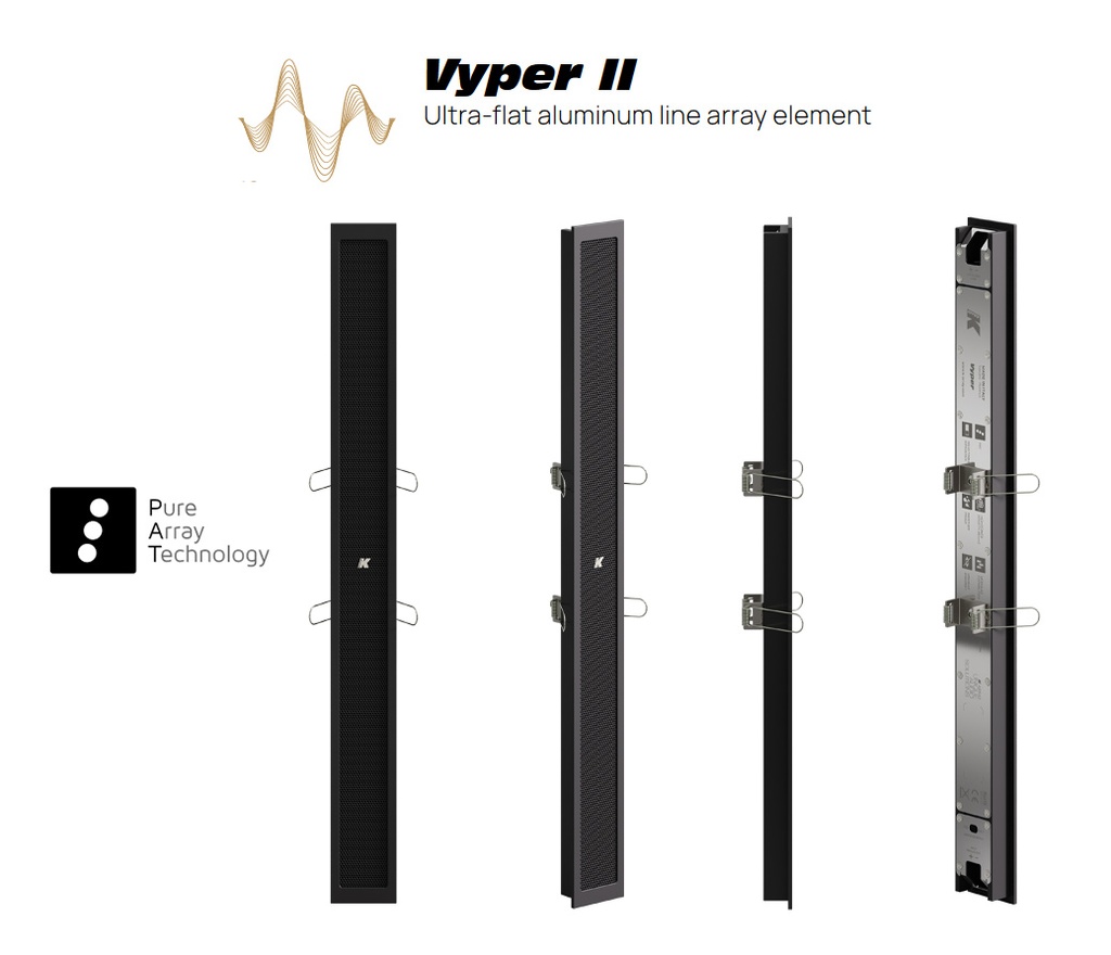 K-Array Vyper-KV52R II - Line-array encastré 50 cm, 8x1", 150 W, 16/64 Ω, IP65 - Noir