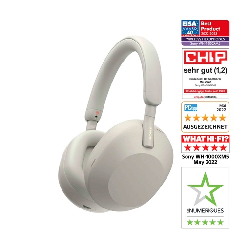 [WH1000XM5S.CE7] Sony WH-1000XM5 Argent - Casque sans fil à réduction de bruit