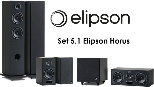 [Set 5.1 Horus Noir] Elipson Set 5.1 Horus Noir carbone - Kit enceintes Home Cinéma 5.1