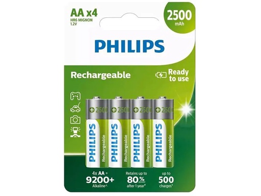 [R6B4RTU25] Philips Batterie Rechargeable AA 4 Pièce/s