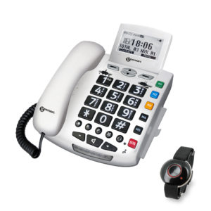 [SERENV2_WH_F] Geemarc SERENITIES - Téléphone filaire avec Télécommande SOS - 30dB