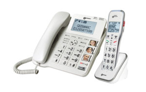 [DECT595_COMBI_WH_VDE] Geemarc AMPLIDECT COMBI 595 - Téléphone filaire avec combiné sans fil amplifié, touches avec photos et boutons SOS