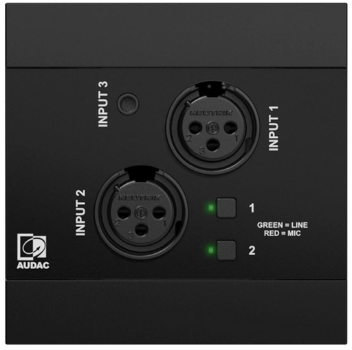 [NWP320/B] Audac NWP320/B - Panel mural Dante 2xXLR+1xJack 3.5+ BT - Noir