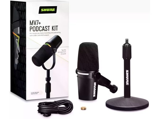 [MV7+-K-BNDL] Shure MV7+-K-BNDL - Set microphone MV7+ avec pied, noir