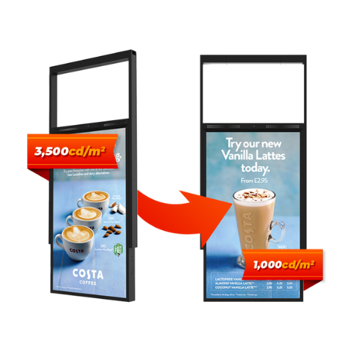 [UDS49HD8B] Allsee - Écran double face, 49", très lumineux, portrait, suspendu ou pied noir