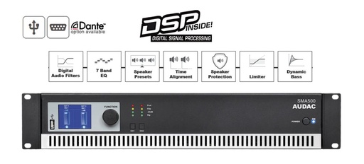 [SMA500] Audac SMA500 - Amplificateur WaveDynamics DSP 2x500W@4ohm