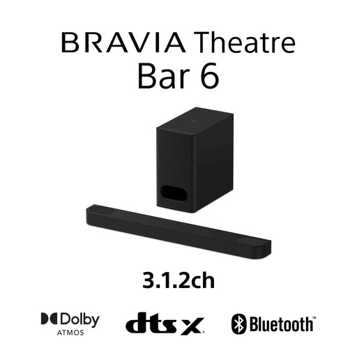[HTB600.CEL] Sony - Bravia Theatre Bar 6 - Barre de son 3.1.2 canaux avec caisson de basses sans fil puissant, Dolby Atmos®, DTS:X®