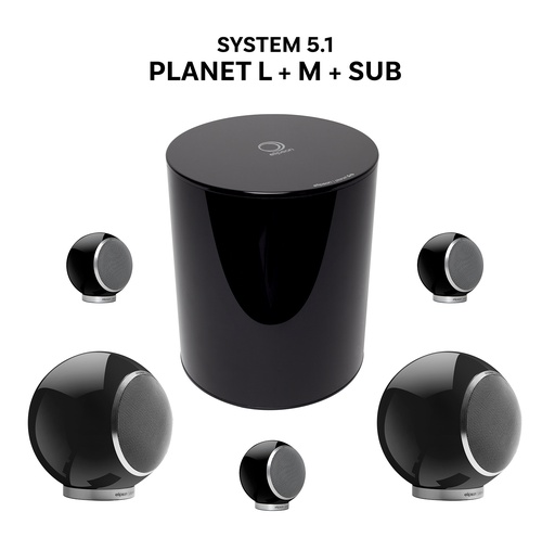 [Ensemble 5.1 Planet L+M+Sub - Noir laqué] Elipson Ensemble 5.1 Planet L+M+Sub - Noir laqué