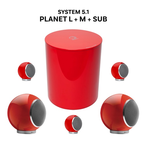 [Ensemble 5.1 Planet L+M+Sub - Rouge laqué] Elipson Ensemble 5.1 Planet L+M+Sub - Rouge laqué