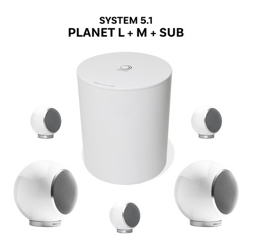 [Ensemble 5.1 Planet L+M+Sub - Blanc laqué] Elipson Ensemble 5.1 Planet L+M+Sub - Blanc laqué