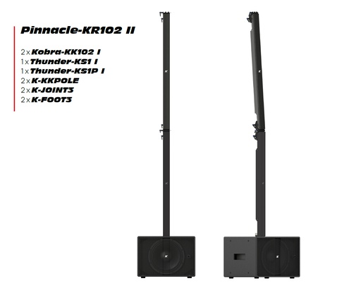[KR102II] K-Array Pinnacle-KR102 II - Système stéréo mobile : 2x Kobra-KK102 I + KS1 I + KS1P I - Noir